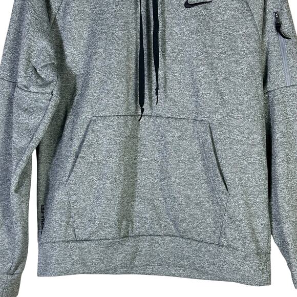 Nike Therma-FIT Hoodie Mens M Gray Pullover Pocket Zip Sleeve Tech Streetwear - Picture 5 of 9